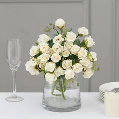 IVORY 2 Bouquets 12″ Faux Open Roses Artificial FLOWER Bushes Party Events