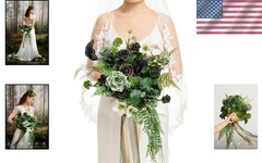 Gorgeous 13″ Bride Bouquet – Emerald Green Cascading Bouquet