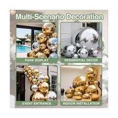 Silver Inflatable Mirror Ball, Reusable Large Event PVC Disco Ball, Bubble Ba…