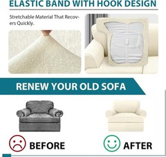 Jcones 2 Pieces T Cushion Chair Covers with Arms Super Stretch Chair Slipcove…