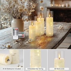24 Pcs LED Flameless Candles with Remote, 3D Strip Light String-24Pack