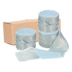 3pcs Chiffon Ribbon, 1 1/2″x5 Yard Silk Ribbon, Light Grey Blue Glitter Fabric