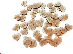 Wooden Heart Confetti ~ Just Married ~ Wood Hearts, Wood Confetti Engraved Love