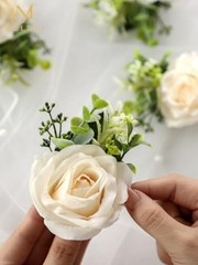 Wrist Corsage and Boutonniere Set Champagne-c 1 Boutonniere&1 Wrist Corsage