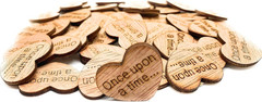 Once upon a Time Wooden Heart Table Scatter – Rustic Wedding Wood Heart Confetti
