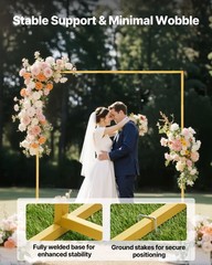 VEVOR Arch Backdrop Stand 6.6 x 6.6 ft Square Metal Arch Stand Wedding Party