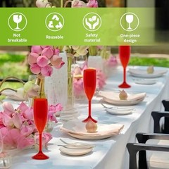 Pcs Champagne Flutes 5.4OZ Plastic Champagne Glasses Wine Glasses 12 Red