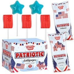 Patriotic Lollipops – Individually Wrapped Flag & Star Shape 50 Pack July 4