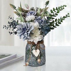 Fake Flowers in Vase,Faux Flowers in Vase,Table Centerpieces for Dining Blue