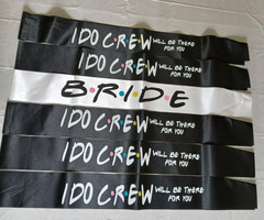 I Do Crew Wedding Party Sashes “Bride” “I Do Crew” Friends Themed black/white