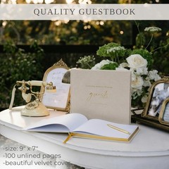 Simply Beige Wedding Guest Book for Reception Linen Sign In Book