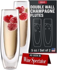 Eparé Double Wall Stemless Champagne 2 Count (Pack of 1), Clear – Set 2
