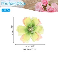 100Pcs Fake Silk Flower Heads, Artificial Cherry Blossom Wedding, Yellow/Green