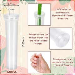 AUGSUN 120 PCS Flower Bags for Bouquets Single Rose Sleeve Transparent Plastic F