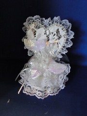 New Elegant Lace Covered Heart Mirror with shimmering flower Wedding CakeTop #83