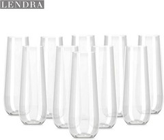 30 Plastic Stemless Champagne Flutes – Disposable Unbreakable toasting