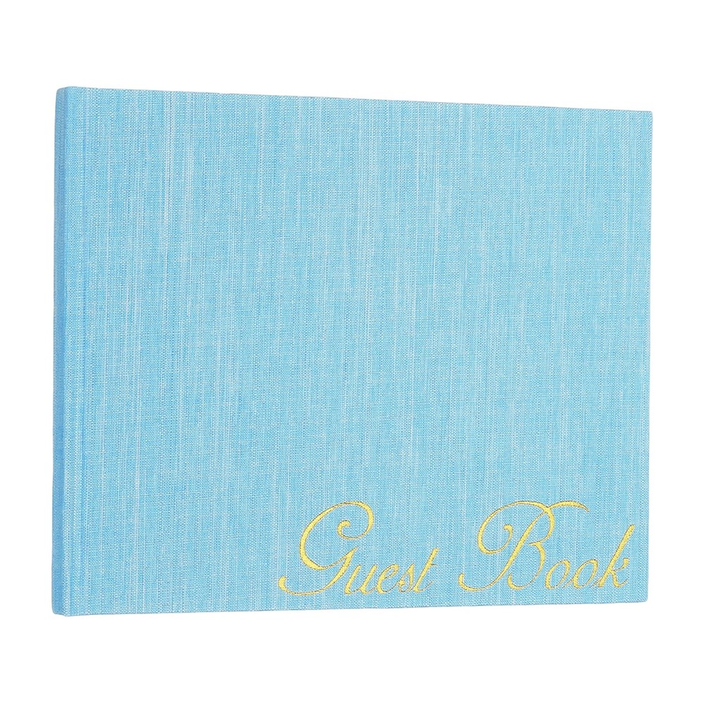 Light Blue Elegant Guestbook 9″x7″ PU Leather Wedding Guest Book for Events