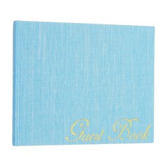 Light Blue Elegant Guestbook 9″x7″ PU Leather Wedding Guest Book for Events