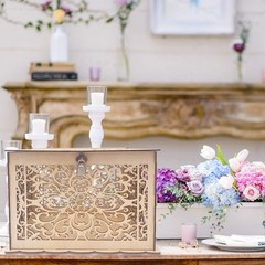Hooqict DIY Wedding Card Box with Lock Large Rustic Wood Wedding Gift Money B…