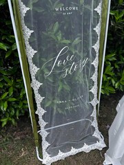 Lace Sheer Wedding Welcome Sign, Tulle Fabric Ceremony Banner