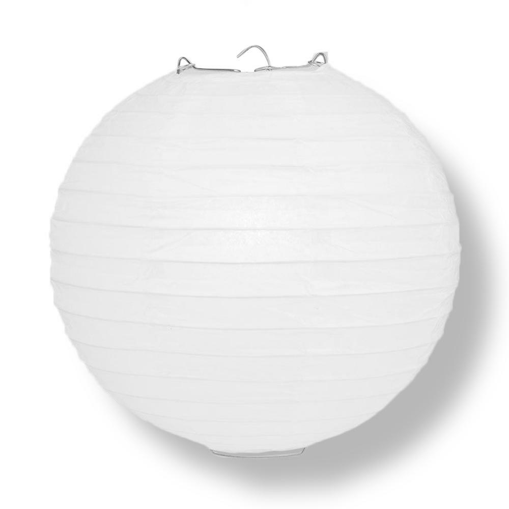 6″ White Round Paper Lantern, Even Ribbing, Hanging Decoration