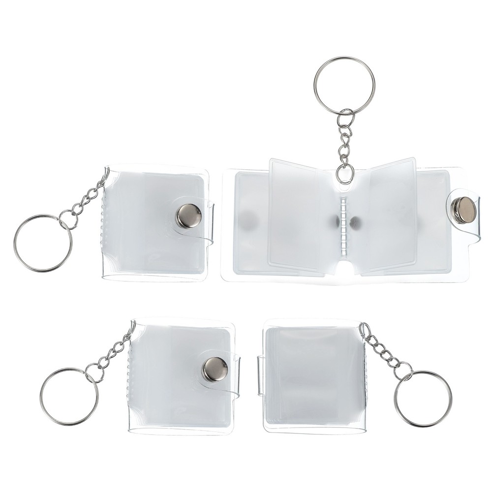 4Pcs Mini Photo Album Keychains 1.8 Inch PVC Picture Keychain Transparent