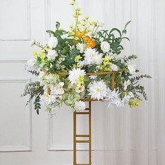 Gold 46 in Round Top Metal Floral Riser DISPLAY STAND Centerpiece Party Events