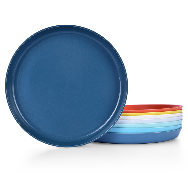 Homestockplus 10 Inch Large Plastic Dinner Plates Set Of 8 Wheat Straw Plates
