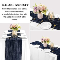 0FT Cheesecloth Table Runner Boho Gauze Fabric Table Runner Rustic 1 Navy Blue