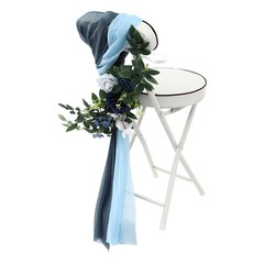 Blue Artificial Flower Arrangement Ribbons For Wedding Chair Back Decor Pack 6x~