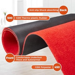 3ftx10ft Carpet Runner, 450GSM Extra Thick Non-Slip TPR Rubber, 3×10 ft Red