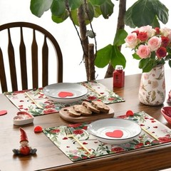 Rose Hearts Love Valentine’s Placemats Set of 4, 12×18 Inch Wedding