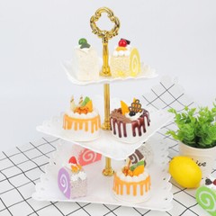 European Three-layer Cake Stand Trays Prom Party Dessert Candy Fruit Plate Home