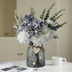 Fake Flowers in Vase,Faux Flowers in Vase,Table Centerpieces for Dining Blue