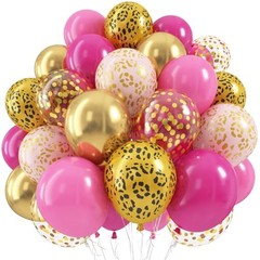 Hot Pink Cheetah Balloons, Pastel Pink Metallic Gold Leopard Hot Pink Gold