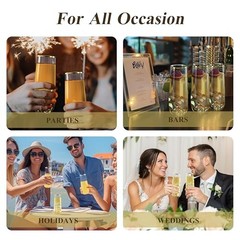 Pack 9 oz Stemless Plastic Champagne Flutes, Clear Disposable 48 Gold Rim