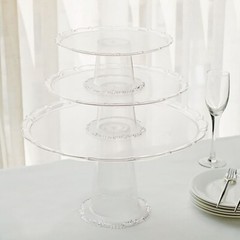 3 Clear Round Plastic CUPCAKE Display STANDS Stackable Dessert Pedestals Party