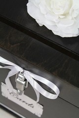 Ebony & White Wooden Wedding Card Box Trunk, Dark Brown, Black, White Wedding…