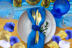 900 Pack Mixed Royal Blue Gold White Silk Wedding Flower Rose Party Centerpieces