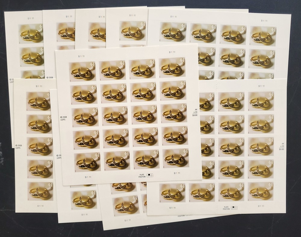 US Stamp #4397 Wedding Rings NH XF 10 Sheets of 20 (200pc)