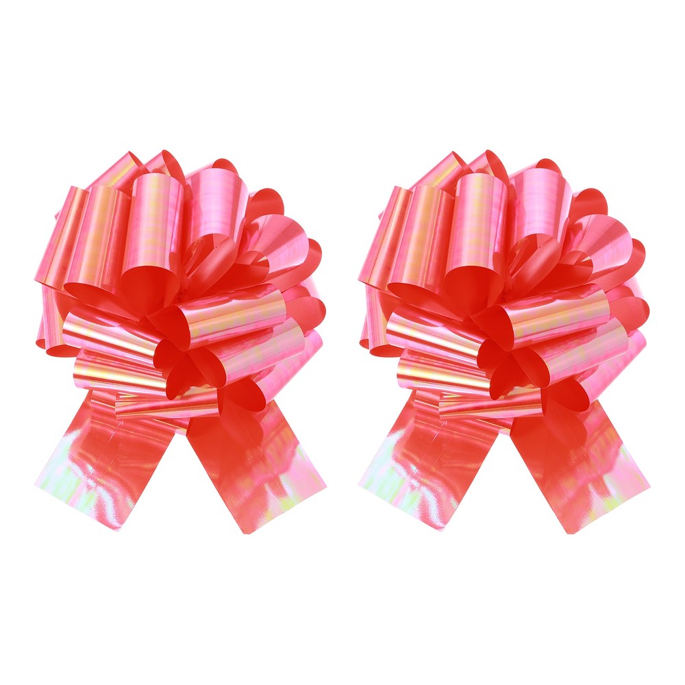 2Pcs 18 Inch Metallic Large Big Pull Bow Gift Wrapping Bows Ribbon Colorful Red