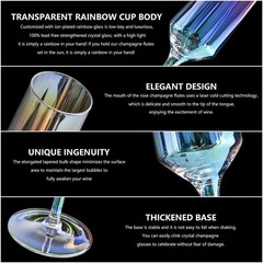 Gutsdoor Crystal Champagne Flutes Glass Set 2 Count (Pack of 1), Iridescent