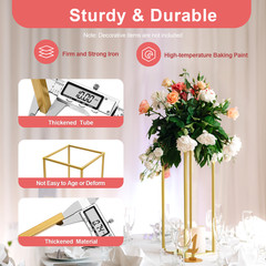 10x Golden Metal Flower Stand 23.6″ Tall Wedding Decor Frame Table Centerpiece