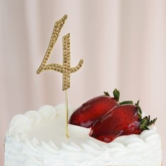 2.5″ GOLD Number 4 Rhinestone Cake Topper Wedding Cupcake Dessert Dessert Events
