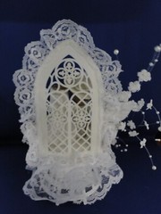 New Western Bride & Groom & Cowboy Hat, Chapel Window, Wedding Caketop, #119