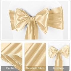 100PCS Satin Chair Sashes Bows Wedding Party Event Decorations Shiny Fabric New