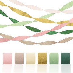 Crepe Paper Streamers Party Decorations – 6 Rolls Grass Green Gold Pink Olive