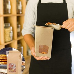 25 Pack Brown Kraft Paper Bags with Window, Waterproofing Kraft Paper Bags…