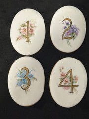 Porcelain Handcrafted Floral Table Markers – Wedding/Party – Set of Four (4)