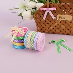 3/8 Inch 100 Yards 3/8 inch x 10 Yards/Roll 10 Rolls Polka Dot Striped